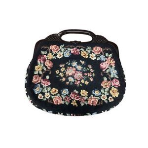 Vintage 1940’s needlepoint large handbag colorful floral tapestry pattern artsy